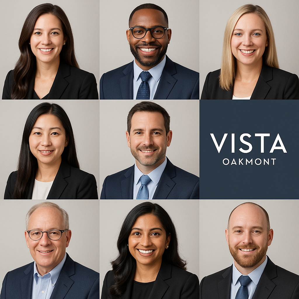 A visual representation of the Vista Oakmont development process, showing stages from concept to deployment.