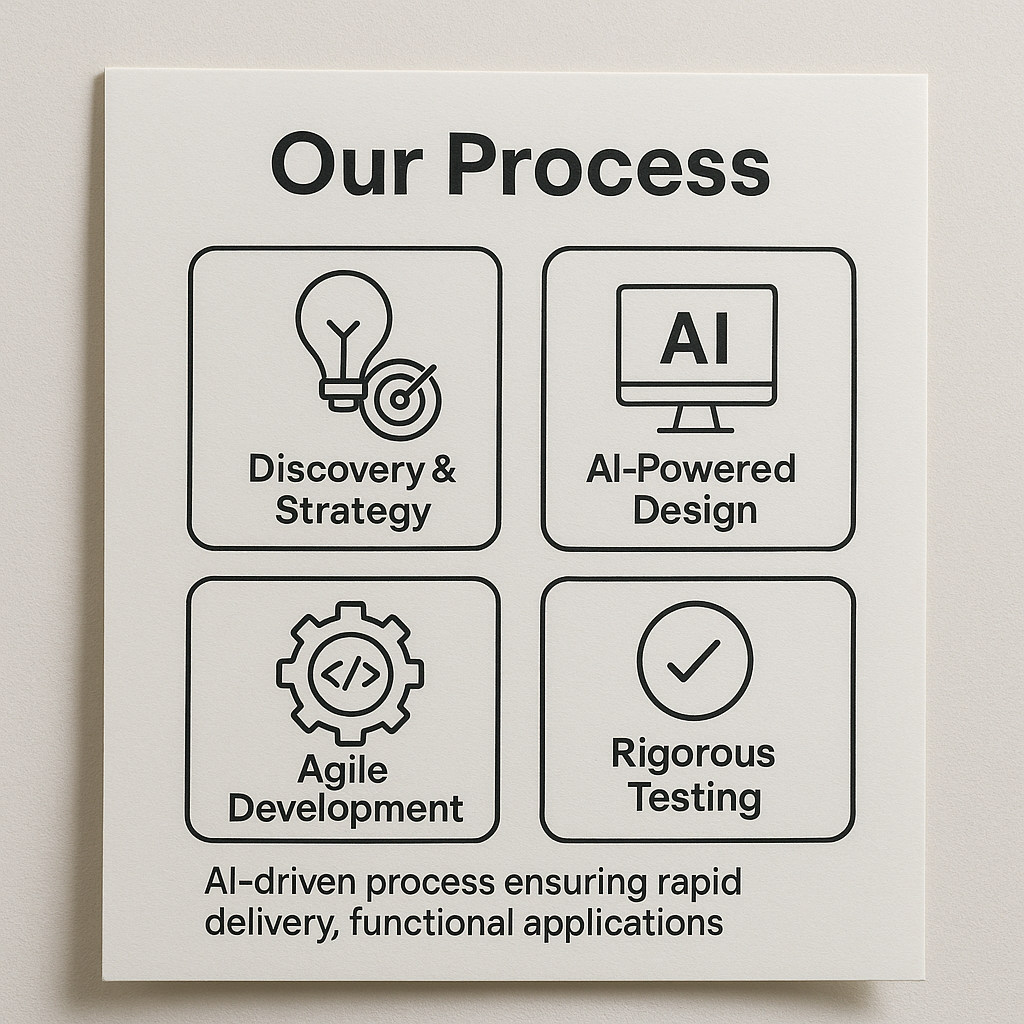 A visual representation of the Vista Oakmont development process, showing stages from concept to deployment.